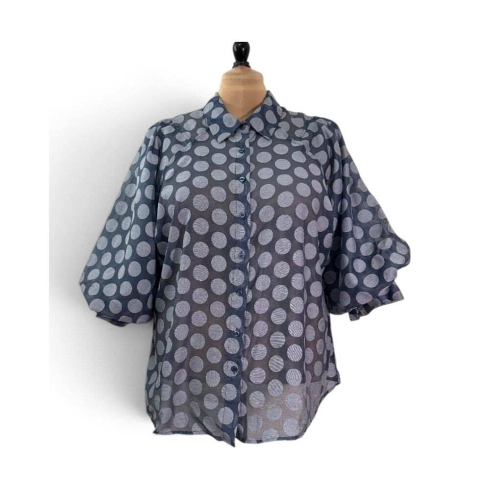 ASHLEY STEWART Button Front Puff Sleeve Blouse, NWT! Size 20